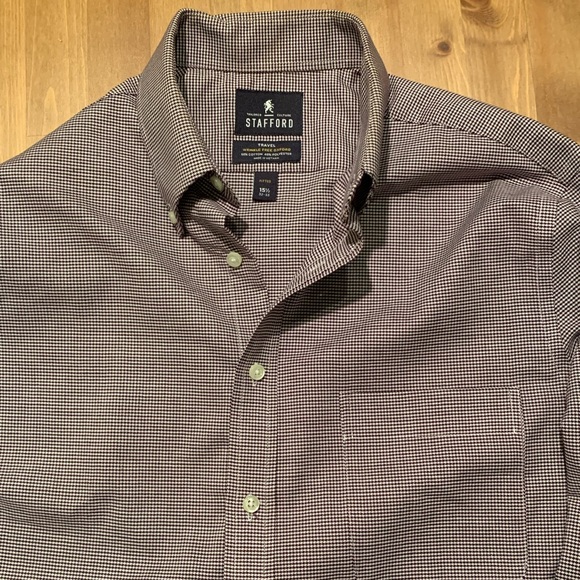 Stafford Mens Point Collar Long Sleeve Plaid, Size 15 1/2 fitted - Picture 1 of 2